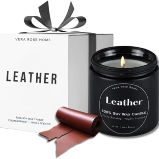 Vera Rose Leather Scented 12oz Soy Candle Non Toxic 12oz 60+ Hour