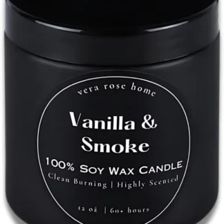 Vera Rose Vanilla Smoke 100% Soy Wax 12oz  Candle Non Toxic 12oz 60+ Hours,