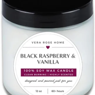 Vera Rose Home Black Raspberry & Vanilla Scented Soy Candle Long Burning Highly Scented Gift Candles 60+ Hours