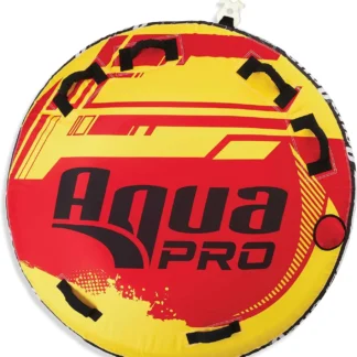 Aqua Pro Towable Tube for Water Sports – 1-2 Riders – Deck-Style Inflatable Boat Tube – Yellow/Red