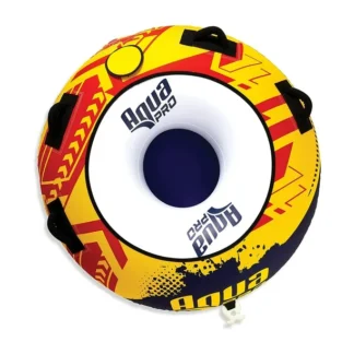 Aqua Pro Towable Tube for Water Sports, Single Rider, Marine-Grade Inflatable Boat Tube, Yellow/Red
