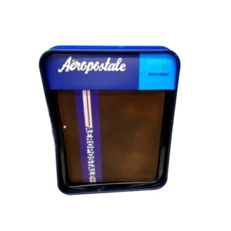Aeropostale Men's Bifold Wallet - Brown Stripe Design