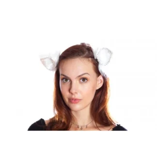 White Sequin Cat Ears Clips