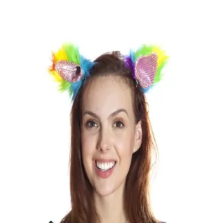 Rainbow Sequin Cat Ears Clips