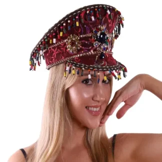 Burgundy Beaded Captain Hat
