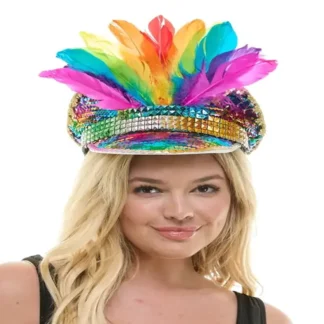 Rainbow Feather Captain Hat