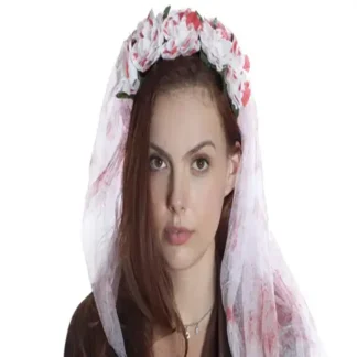White Bloody Floral Veil Headb