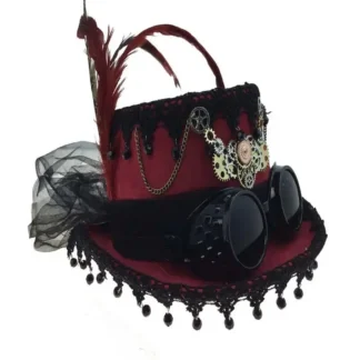 Red Steampunk Lace Top Hat