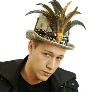 Voodoo Skull Feather Top Hat