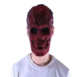 Red Rhinestone Skull Mask