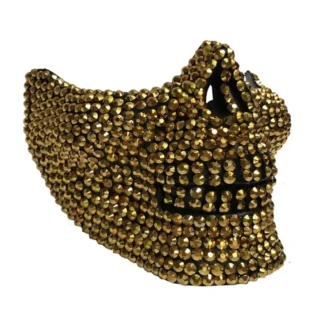 Gold Rhinestone Skull Half Mas