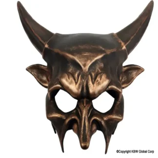 Copper Bull Horns Demon Mask