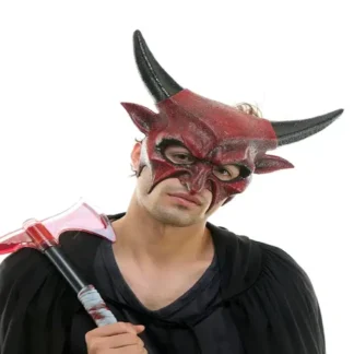 Red Glitter Devil Horn Mask