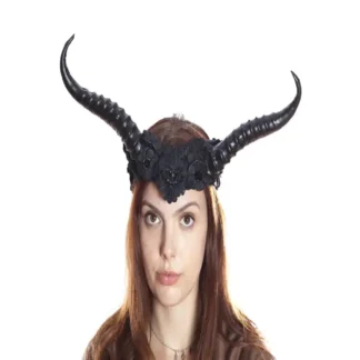 Black Floral Horned Headpiece