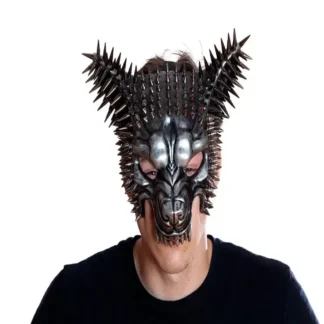 Silver Spiked Wolf Mask