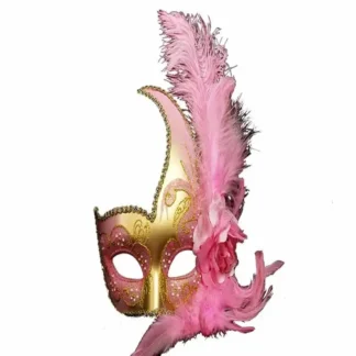 Pink Gold Feather Mask