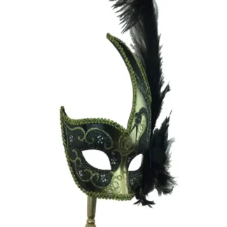 Black Gold Feather Mask With S