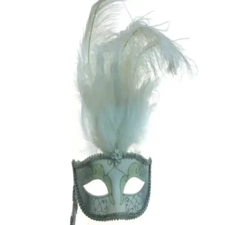 White Silver Feather Mask with