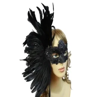 Black Carnival Feather Mask