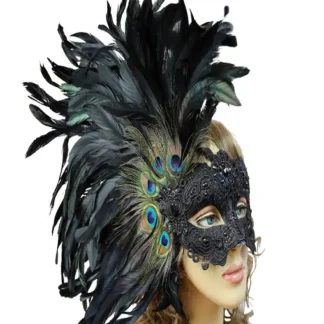 Black Carnival Feather Mask