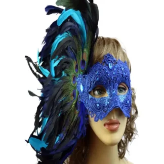 Blue Carnival Feather Mask