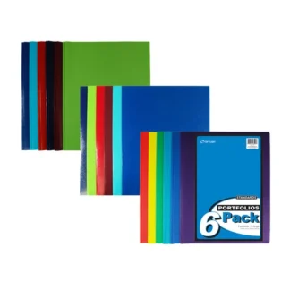 Top Flight 4660250 2-Pocket Portfolio with Tangs, 11.5 x 9.4-Inches, 6 Portfolios per Pack (Purple/Blue/Teal/Green/Yellow/Red)