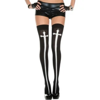White Cross Thigh Highs - OS