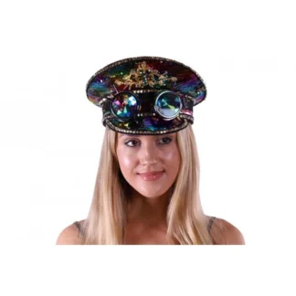 Rainbow Sequin Captain Hat with Goggles