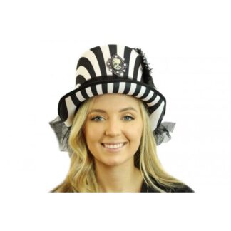Striped Cameo Top Hat with Veil