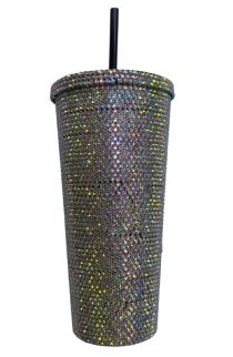 Silver Iridescent Rhinestone Tumbler