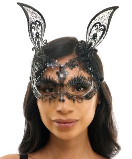 Black Filigree Bunny Mask