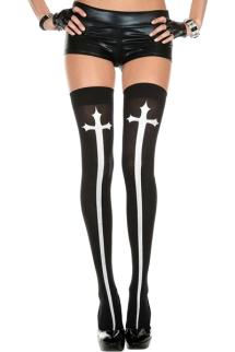 White Cross Thigh Highs - OS