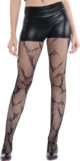 Bat Pattern Fishnet Tights - OS