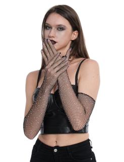 Black Rhinestone Fishnet Glove