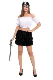 Black Pirate Ruffle Skirt - Small