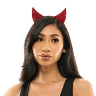 Red Rhinestone Devil Headband
