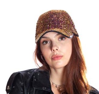 Rainbow Gold Rhinestone Baseball Cap