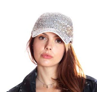 White Rhinestone Baseball Cap
