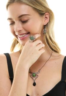 Green Gem Spider Necklace