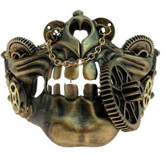 Gold Steampunk Skull Half Mask