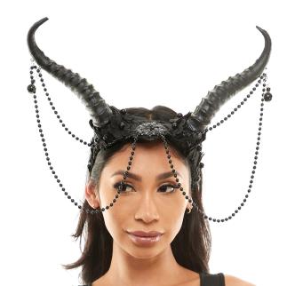 Black Beaded Horned Headpiece