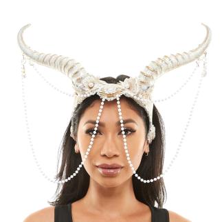 White Pearl Horned Headpiece