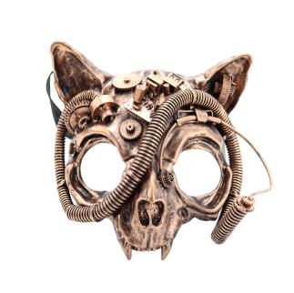 Copper Steampunk Cat Skull Mask