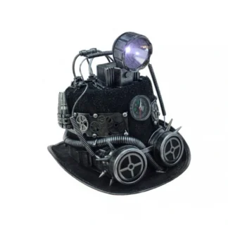 Silver Light-Up Steampunk Compass Top Hat with Goggles
