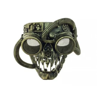 Gold Steampunk Skull Mask with Goggles