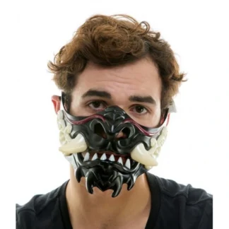 Black Light-Up Oni Tusks Mask
