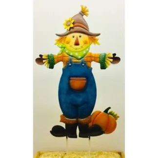 Scarecrow With Pumpkin on Two Poles