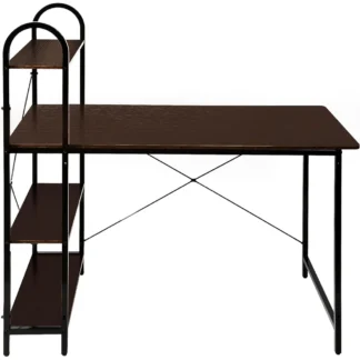 Home Basics Computer Desk with Shelves, Black