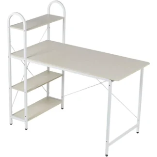 Home Basics Computer Desk with Shelves, Oak/White