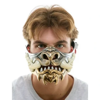 Silver & Gold Oni Tusks Mask